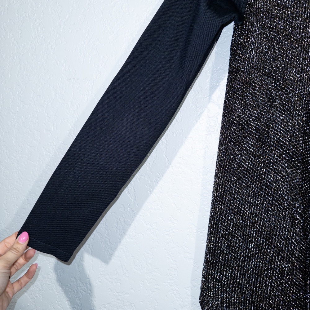 NWT Elie Tahari‎ Black & Gold Zareen Yarn Metallic Cardigan Sweater Size Small - Picture 3 of 10